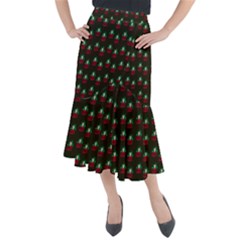 Girl With Green Hair Pattern Brown Midi Mermaid Skirt by snowwhitegirl