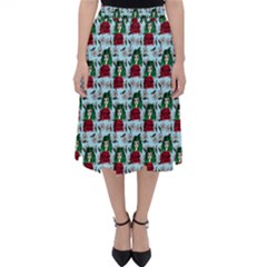 Girl With Green Hair Pattern Blue Floral Classic Midi Skirt by snowwhitegirl