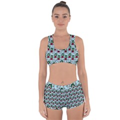 Girl With Green Hair Pattern Blue Floral Racerback Boyleg Bikini Set by snowwhitegirl