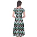 Girl With Green Hair Pattern Blue Floral Cap Sleeve Wrap Front Dress View2