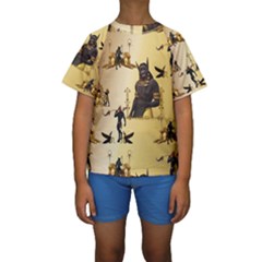 Anubis The Egyptian God Pattern Kids  Short Sleeve Swimwear by FantasyWorld7