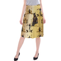 Anubis The Egyptian God Pattern Midi Beach Skirt by FantasyWorld7