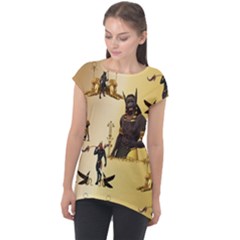 Anubis The Egyptian God Pattern Cap Sleeve High Low Top by FantasyWorld7