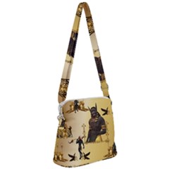 Anubis The Egyptian God Pattern Zipper Messenger Bag by FantasyWorld7