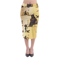 Anubis The Egyptian God Pattern Midi Pencil Skirt by FantasyWorld7