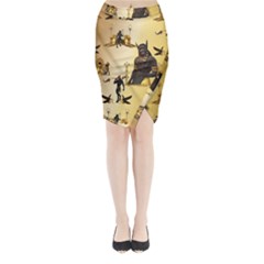 Anubis The Egyptian God Pattern Midi Wrap Pencil Skirt by FantasyWorld7