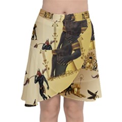 Anubis The Egyptian God Pattern Chiffon Wrap Front Skirt by FantasyWorld7