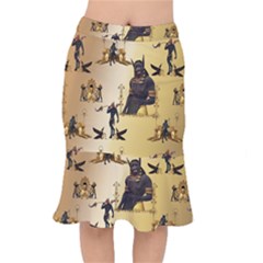 Anubis The Egyptian God Pattern Short Mermaid Skirt by FantasyWorld7