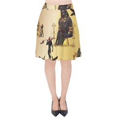 Anubis The Egyptian God Pattern Velvet High Waist Skirt by FantasyWorld7