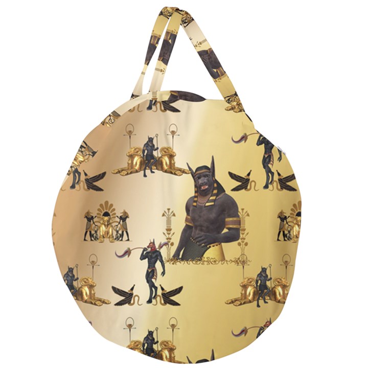 Anubis The Egyptian God Pattern Giant Round Zipper Tote