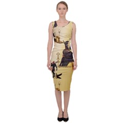 Anubis The Egyptian God Pattern Sleeveless Pencil Dress by FantasyWorld7