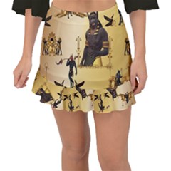 Anubis The Egyptian God Pattern Fishtail Mini Chiffon Skirt by FantasyWorld7