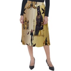 Anubis The Egyptian God Pattern Classic Velour Midi Skirt  by FantasyWorld7