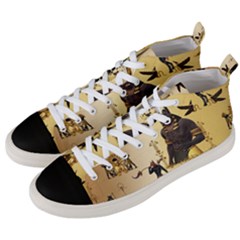 Anubis The Egyptian God Pattern Men s Mid-top Canvas Sneakers by FantasyWorld7