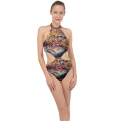 Racing Halter Side Cut Swimsuit by ArtworkByPatrick