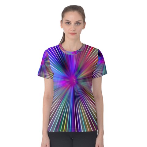 Rays Colorful Laser Ray Light Women s Cotton Tee by Bajindul