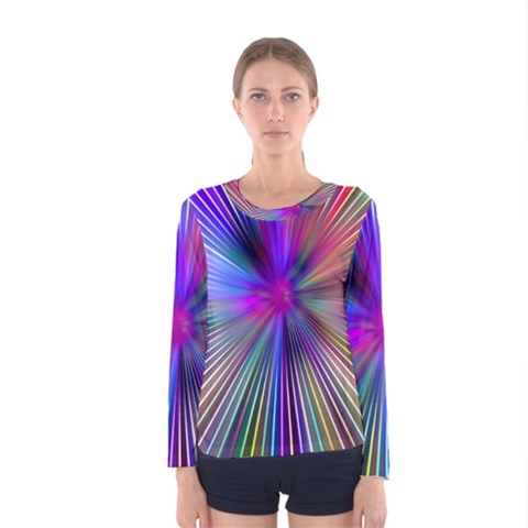 Rays Colorful Laser Ray Light Women s Long Sleeve Tee by Bajindul