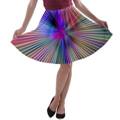 Rays Colorful Laser Ray Light A-line Skater Skirt by Bajindul