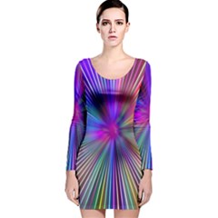 Rays Colorful Laser Ray Light Long Sleeve Velvet Bodycon Dress