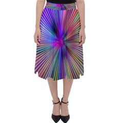 Rays Colorful Laser Ray Light Classic Midi Skirt by Bajindul