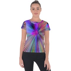 Rays Colorful Laser Ray Light Short Sleeve Sports Top  by Bajindul