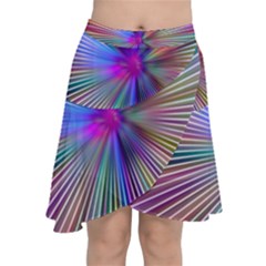 Rays Colorful Laser Ray Light Chiffon Wrap Front Skirt by Bajindul