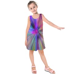 Rays Colorful Laser Ray Light Kids  Sleeveless Dress by Bajindul