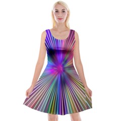 Rays Colorful Laser Ray Light Reversible Velvet Sleeveless Dress