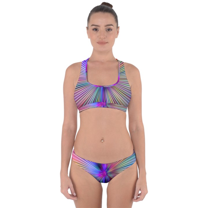 Rays Colorful Laser Ray Light Cross Back Hipster Bikini Set