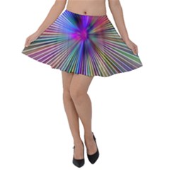 Rays Colorful Laser Ray Light Velvet Skater Skirt