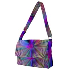 Rays Colorful Laser Ray Light Full Print Messenger Bag by Bajindul