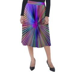 Rays Colorful Laser Ray Light Classic Velour Midi Skirt  by Bajindul