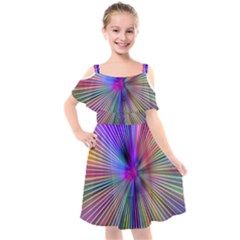 Rays Colorful Laser Ray Light Kids  Cut Out Shoulders Chiffon Dress by Bajindul