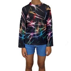 Lights Star Sky Graphic Night Kids  Long Sleeve Swimwear by HermanTelo