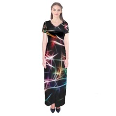 Lights Star Sky Graphic Night Short Sleeve Maxi Dress