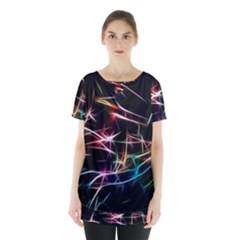 Lights Star Sky Graphic Night Skirt Hem Sports Top