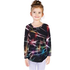 Lights Star Sky Graphic Night Kids  Long Sleeve Tee