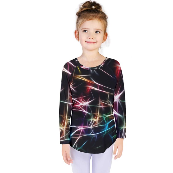 Lights Star Sky Graphic Night Kids  Long Sleeve Tee