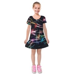 Lights Star Sky Graphic Night Kids  Short Sleeve Velvet Dress by HermanTelo