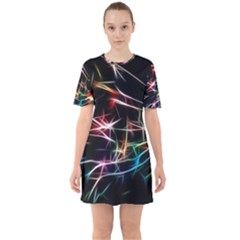 Lights Star Sky Graphic Night Sixties Short Sleeve Mini Dress