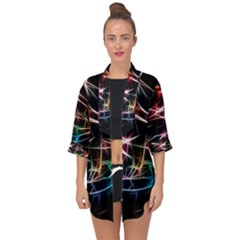 Lights Star Sky Graphic Night Open Front Chiffon Kimono