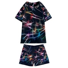 Lights Star Sky Graphic Night Kids  Swim Tee And Shorts Set by HermanTelo