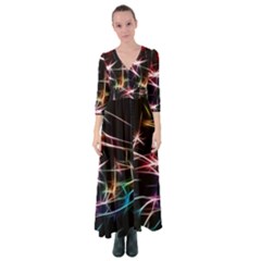 Lights Star Sky Graphic Night Button Up Maxi Dress