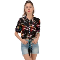 Lights Star Sky Graphic Night Tie Front Shirt 