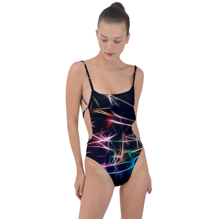 Lights Star Sky Graphic Night Tie Strap One Piece Swimsuit