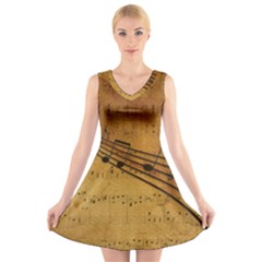 Background Music V-neck Sleeveless Dress by Mariart