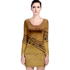 Background Music Long Sleeve Velvet Bodycon Dress