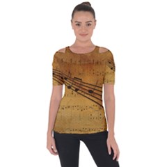 Background Music Shoulder Cut Out Short Sleeve Top