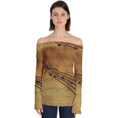 Background Music Off Shoulder Long Sleeve Top by Mariart