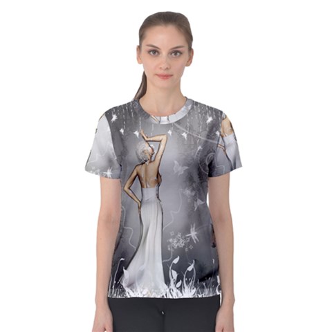 Wonderful Fairy With Butterflies And Dragonfly Women s Sport Mesh Tee by FantasyWorld7